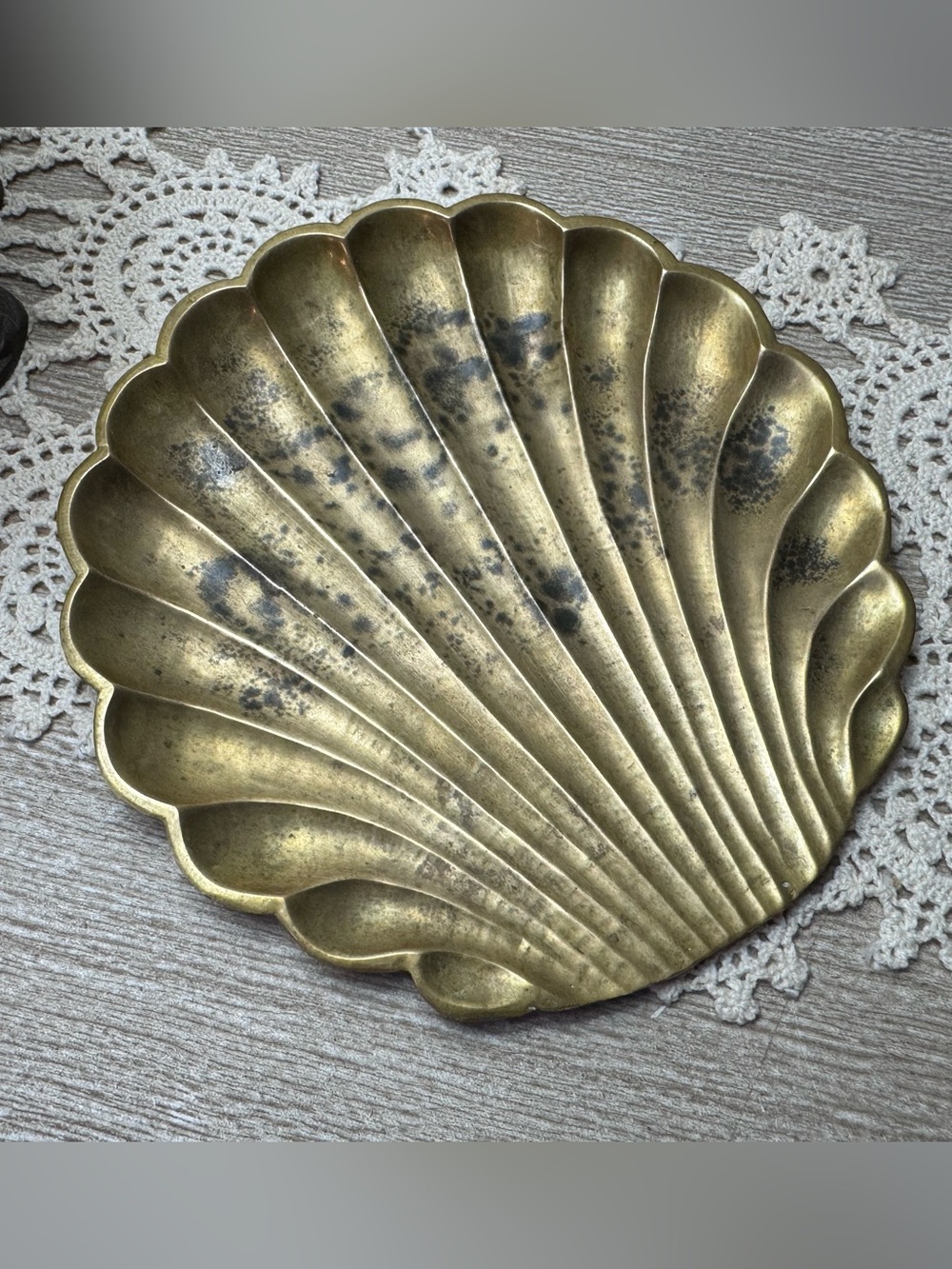 Vintage Brass Seashell Trinket Tray Soap Dish